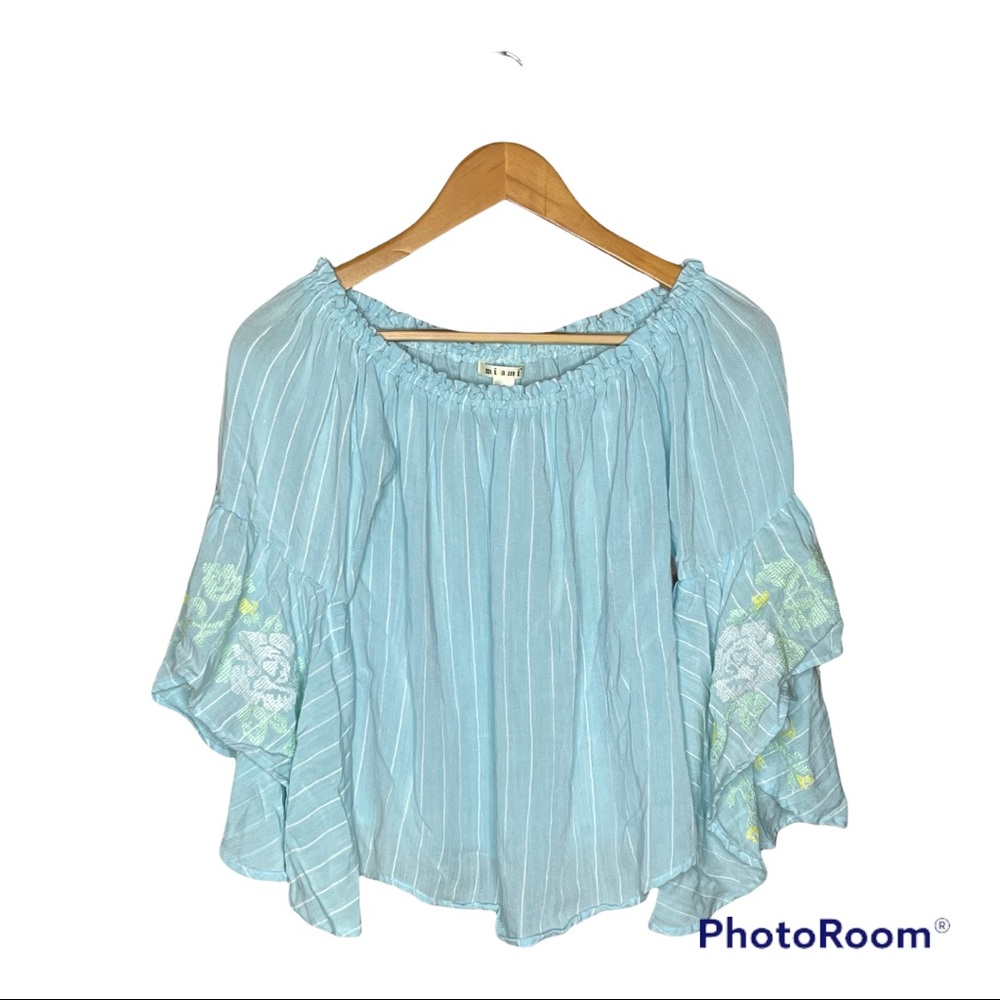Miami Light Blue Off Shoulder Top